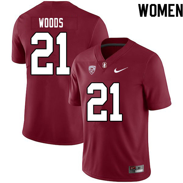 Women #21 Justus Woods Stanford Cardinal College Football Jerseys Sale-Cardinal - Click Image to Close